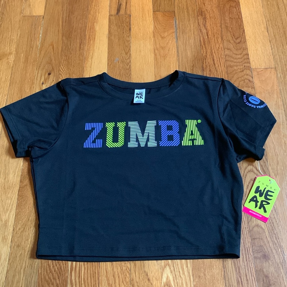 Zumba Wear - ZW Society Crop Top - Bold Black - Size Lovely (Large) - Brand New